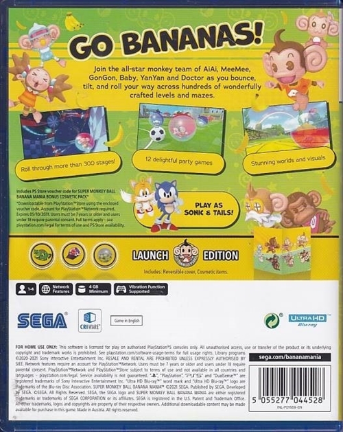 Super Monkey Ball Banana Mania Launch Edition - PS5 (A Grade) (Genbrug)